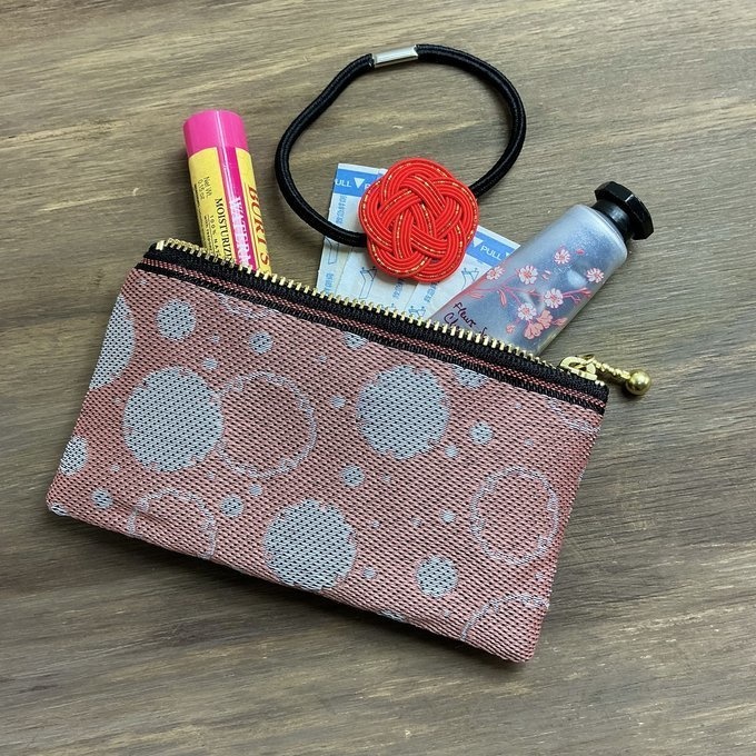 【雪輪文様】畳縁 テトラ型 ペンケース 雪 和柄 伝統 ピンク