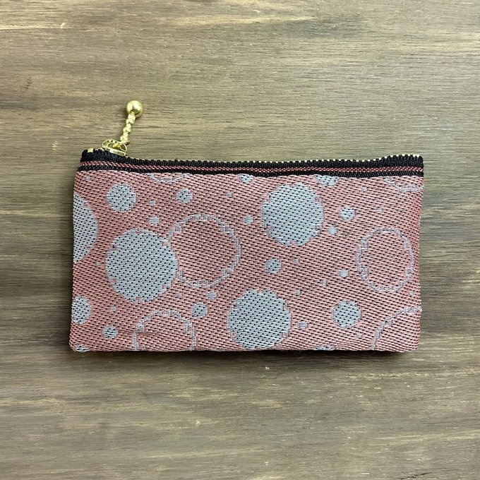 【雪輪文様】畳縁 ぺたんこ ミニポーチ カードケース 小銭入れ 数珠入れ 雪 和柄 伝統 ピンク