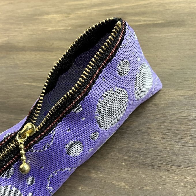 【雪輪文様】畳縁 テトラ型 ペンケース 雪 和柄 伝統 薄紫