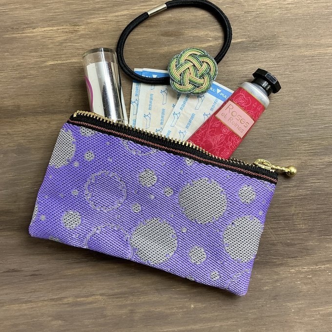 【雪輪文様】畳縁 テトラ型 ペンケース 雪 和柄 伝統 薄紫