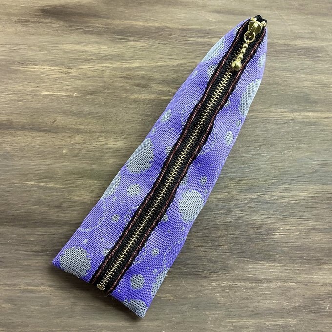【雪輪文様】畳縁 テトラ型 ペンケース 雪 和柄 伝統 薄紫