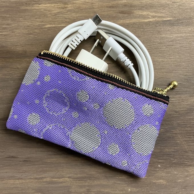 【雪輪文様】畳縁 ぺたんこ ミニポーチ カードケース 小銭入れ 数珠入れ 雪 和柄 伝統 ピンク