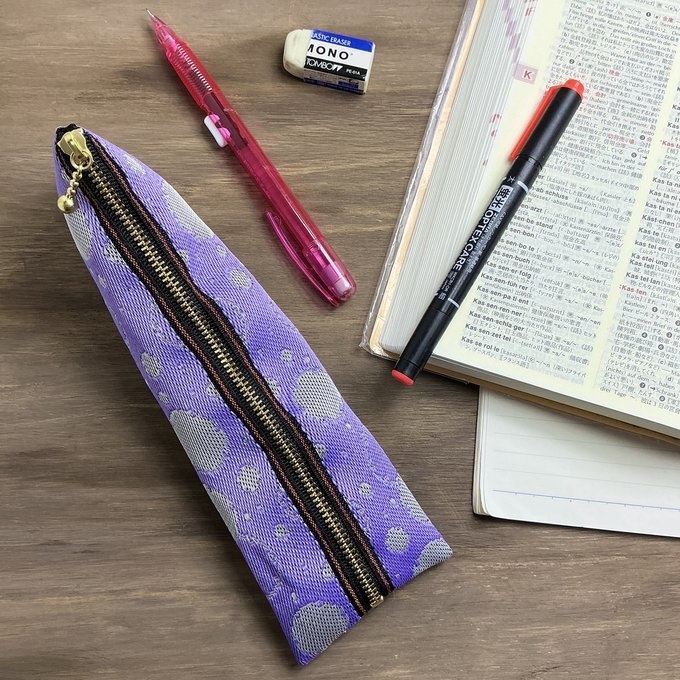 【雪輪文様】畳縁 ぺたんこ ミニポーチ カードケース 小銭入れ 数珠入れ 雪 和柄 伝統 ピンク