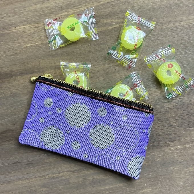 【雪輪文様】畳縁 ぺたんこ ミニポーチ カードケース 小銭入れ 数珠入れ 雪 和柄 伝統 ピンク