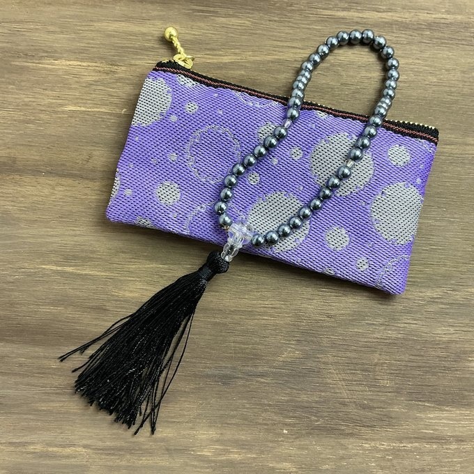 【雪輪文様】畳縁 ぺたんこ ミニポーチ カードケース 小銭入れ 数珠入れ 雪 和柄 伝統 ピンク