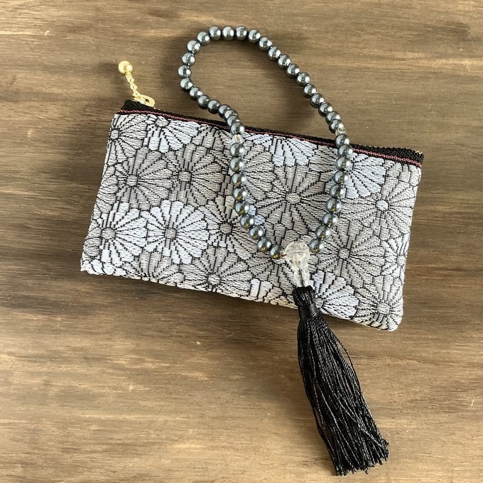 【白菊】畳縁 ぺたんこ ミニポーチ カードケース 小銭入れ 数珠入れ 和風 白 菊 デイジー