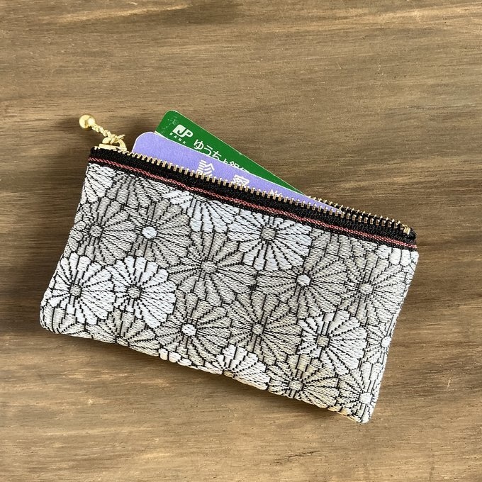 【白菊】畳縁 ぺたんこ ミニポーチ カードケース 小銭入れ 数珠入れ 和風 白 菊 デイジー