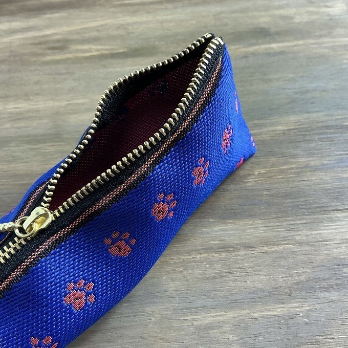 【足あと】畳縁 テトラ型 ペンケース 紺 ピンク 肉球 犬 猫