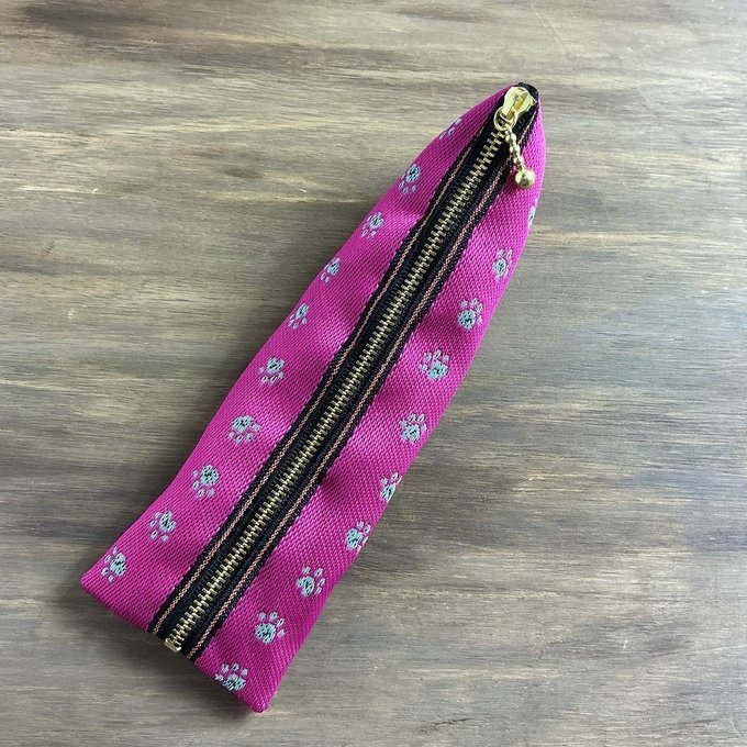 【足あと】畳縁 テトラ型 ペンケース ピンク グレー 肉球 犬 猫