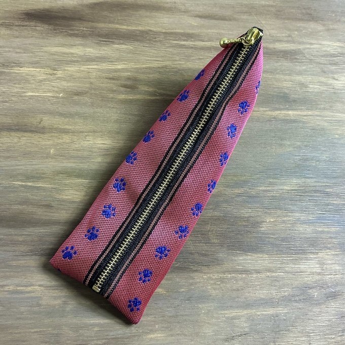 【足あと】畳縁 テトラ型 ペンケース ピンク 紺 肉球 犬 猫