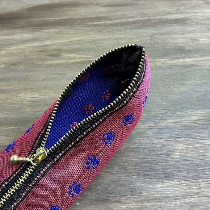 【足あと】畳縁 テトラ型 ペンケース ピンク 紺 肉球 犬 猫