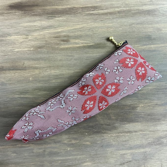 【寒緋桜】畳縁 テトラ型 ペンケース 桜 春 赤 サクラ