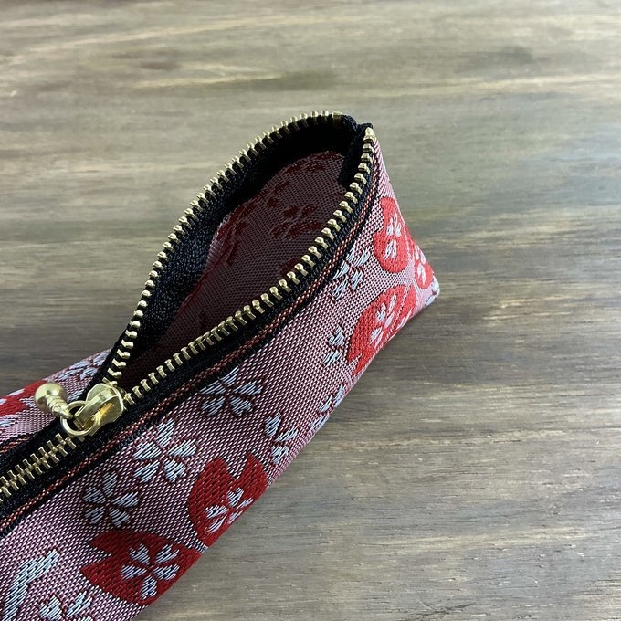 【寒緋桜】畳縁 テトラ型 ペンケース 桜 春 赤 サクラ