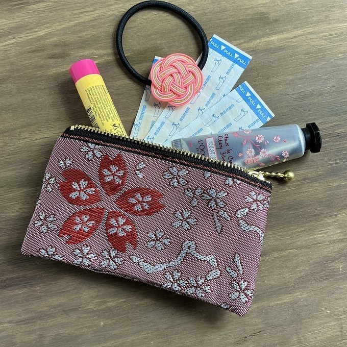 【寒緋桜】畳縁 テトラ型 ペンケース 桜 春 赤 サクラ