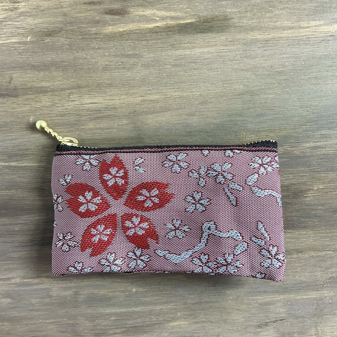 【寒緋桜】畳縁 ぺたんこ ミニポーチ 小銭入れ カードケース 桜 春 赤 サクラ