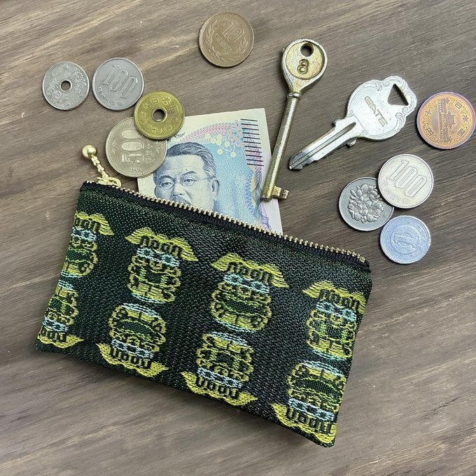 【シーサー】畳縁 テトラ型 ペンケース 獅子 沖縄 深緑 グリーン