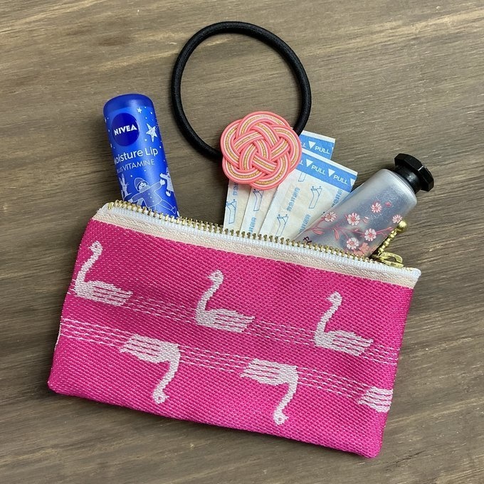 【スワン】畳縁 テトラ型 ペンケース 白鳥 バレエ ピンク