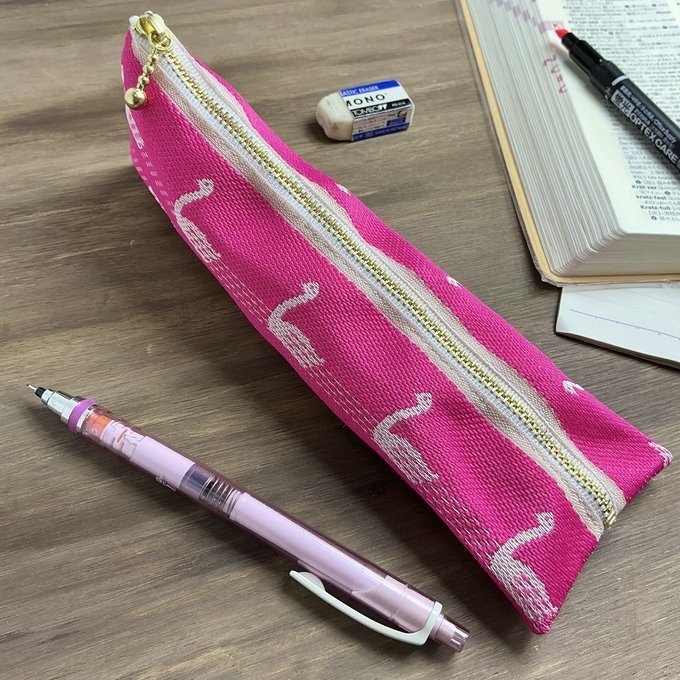 【スワン】畳縁 ぺたんこ ミニポーチ 小銭入れ カードケース 白鳥 バレエ ピンク