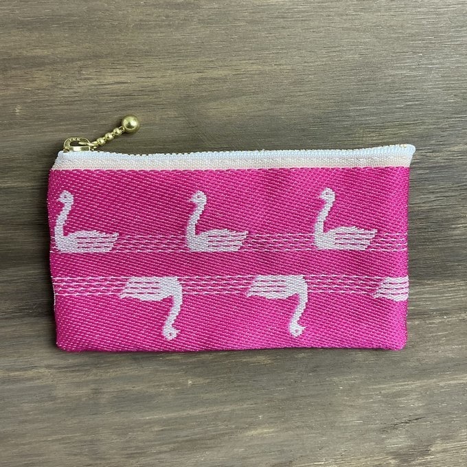 【スワン】畳縁 ぺたんこ ミニポーチ 小銭入れ カードケース 白鳥 バレエ ピンク