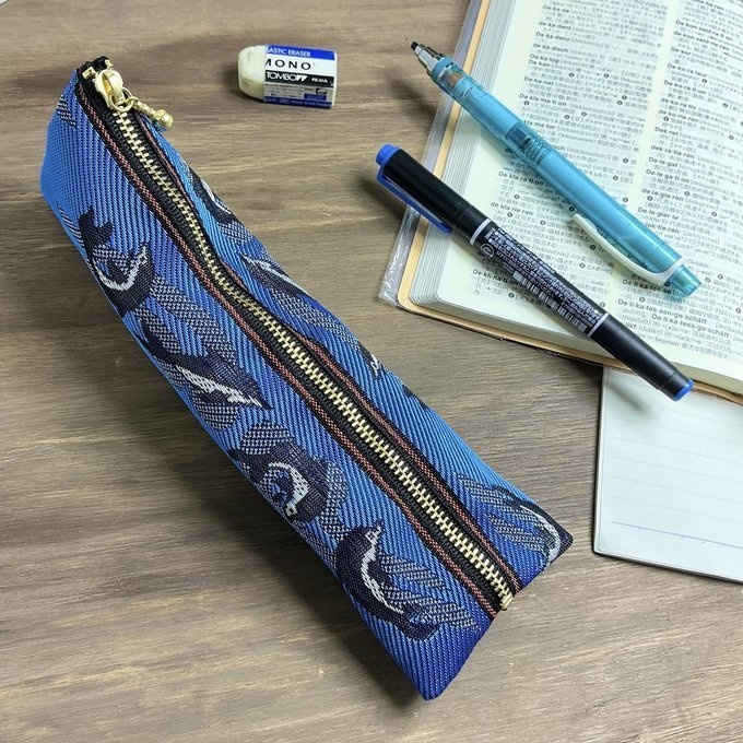 【イルカ】畳縁　テトラ型　ペンケース　青　魚　海　いるか　マリン