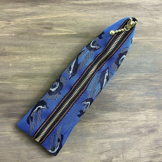 【イルカ】畳縁 テトラ型 ペンケース 青 魚 海 いるか マリン