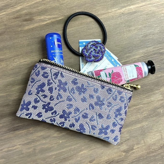 【すみれ】畳縁 テトラ型 ペンケース 菫 小花 青紫 バイオレット ブルー