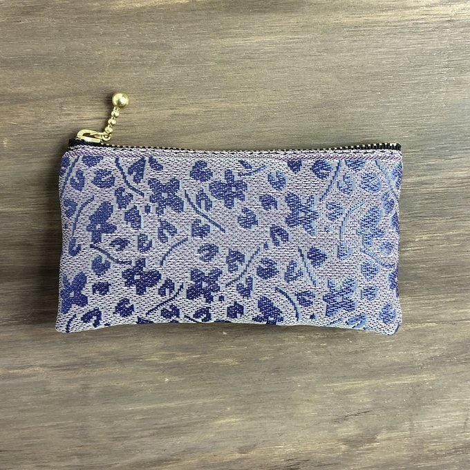 【すみれ】畳縁 ぺたんこ ミニポーチ カードケース 小銭入れ 菫 小花 青紫 バイオレット ブルー