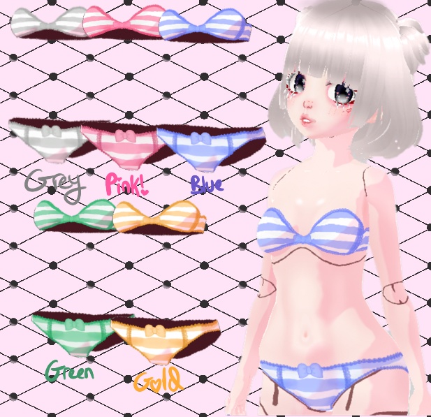 Cute stiped Panties (パンツ) set A