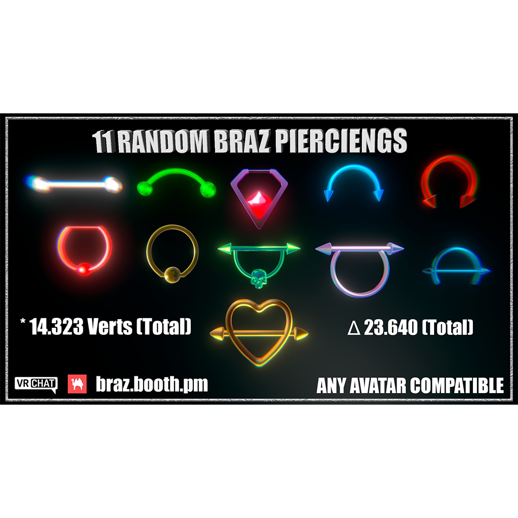 【3Dモデル】11 RANDOM BRAZ PIERCINGS