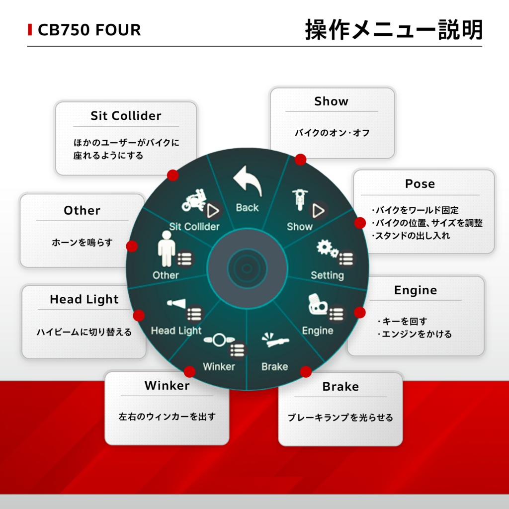 🎁期間限定販売✨【VRChat向け/対応アバター多数】CB750Four(アバターギミック版)