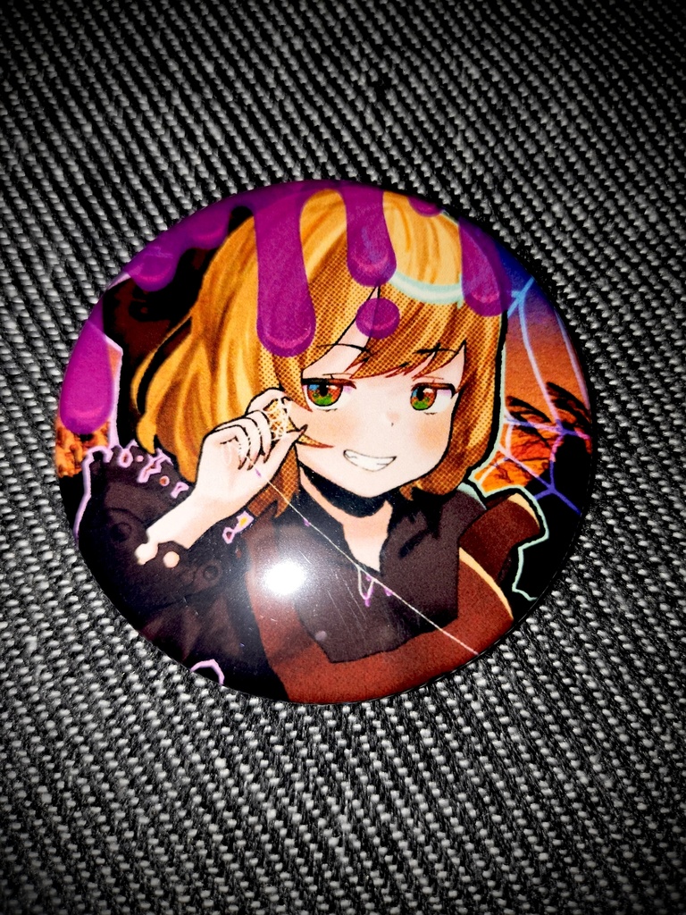 黒谷ヤマメ缶バッジあなざー