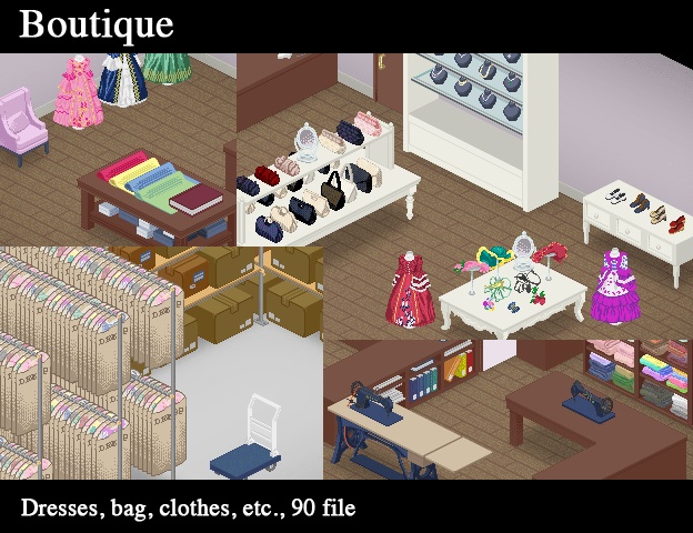 クォータビュー風ドットオブジェクト素材