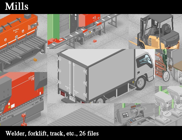 クォータビュー風ドットオブジェクト素材