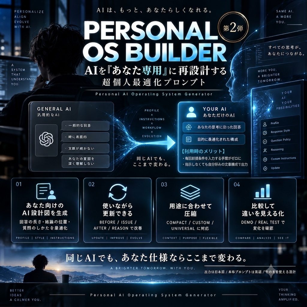 PERSONAL OS BUILDER │AIを「あなた専用」に再設計する超個人最適化プロンプト
