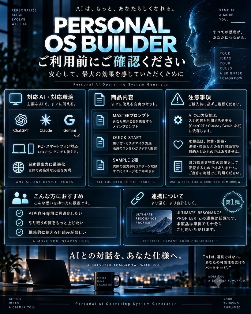 PERSONAL OS BUILDER │AIを「あなた専用」に再設計する超個人最適化プロンプト