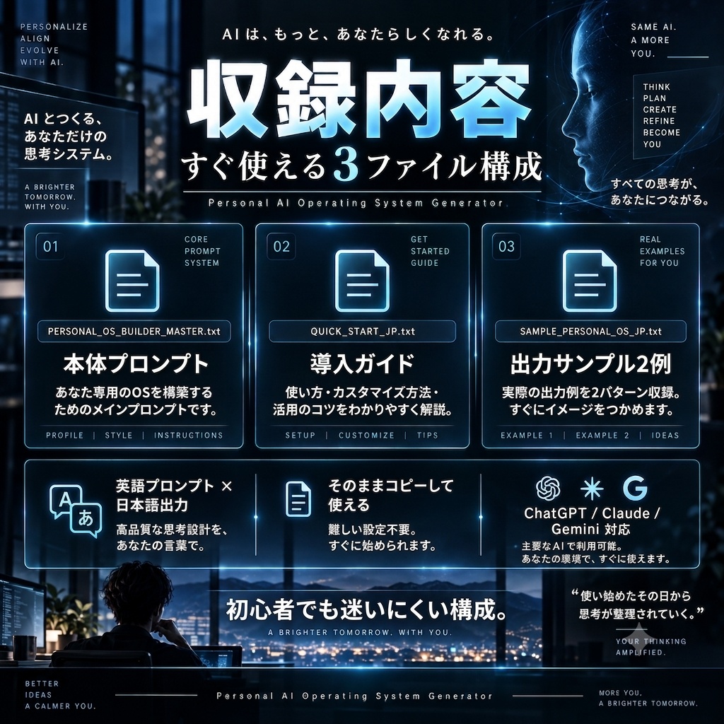 PERSONAL OS BUILDER │AIを「あなた専用」に再設計する超個人最適化プロンプト