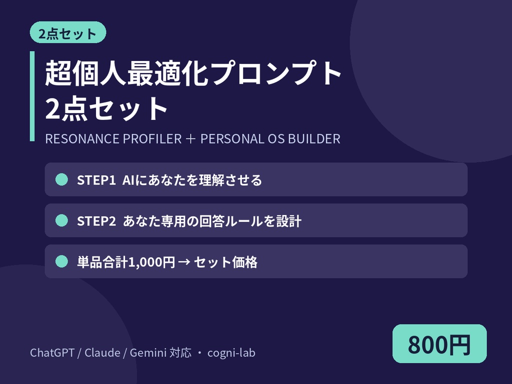 超個人最適化プロンプト 2点セット｜ULTIMATE RESONANCE PROFILER ＋ PERSONAL OS BUILDER