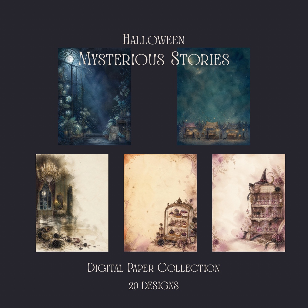 Halloween Mysterious Stories｜Digital Paper 20 Designs