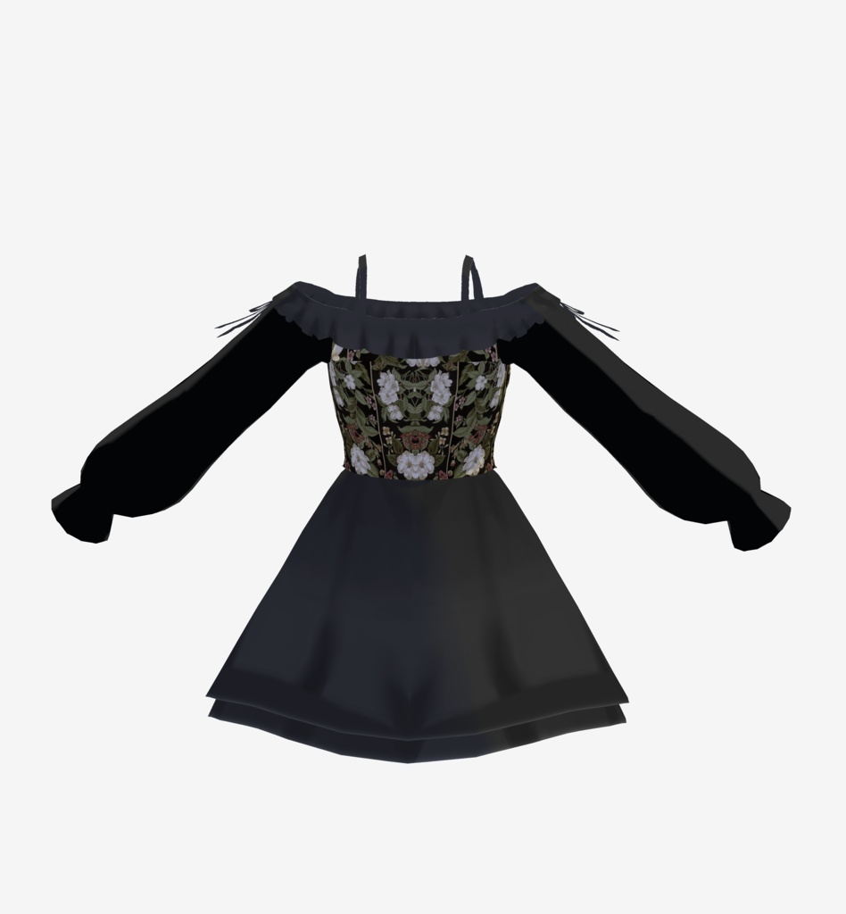 【無料/Free Vroid dress texture】DD003 black dress