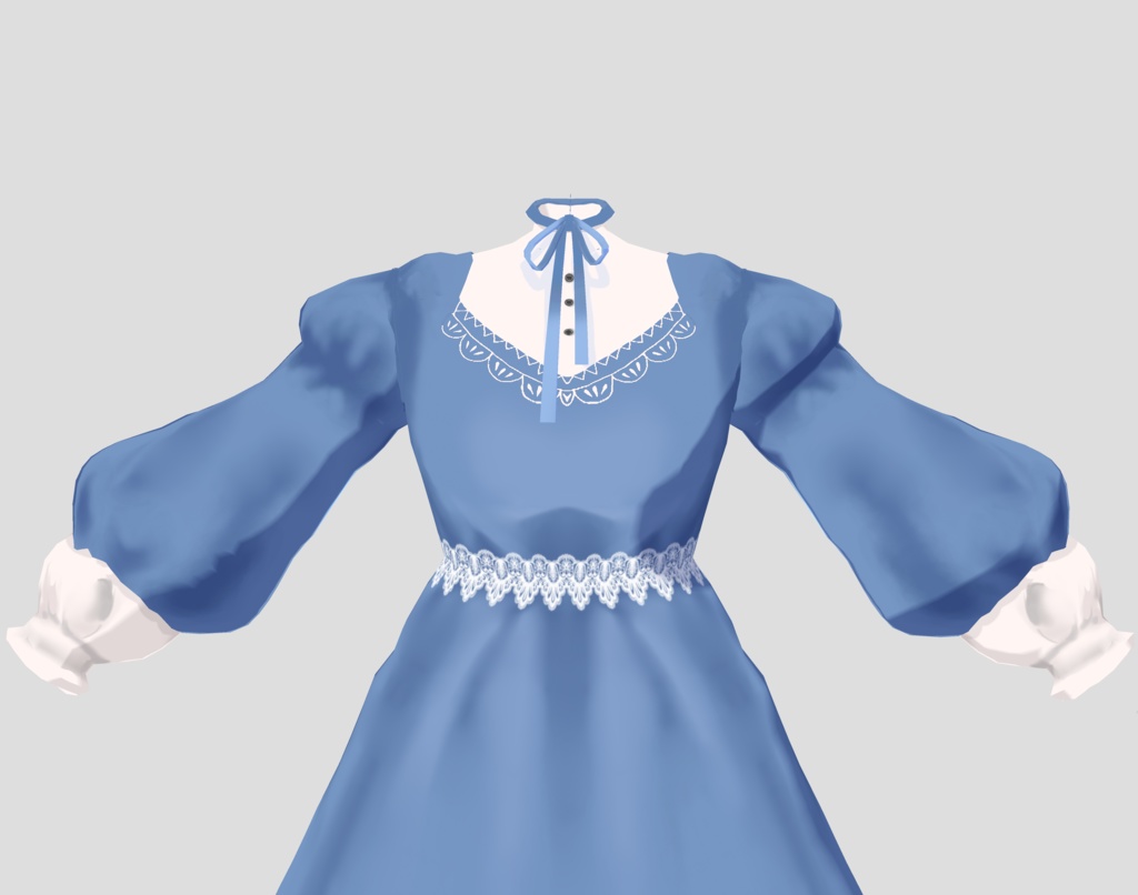 【vroid dress texture】classic blue lolita dress