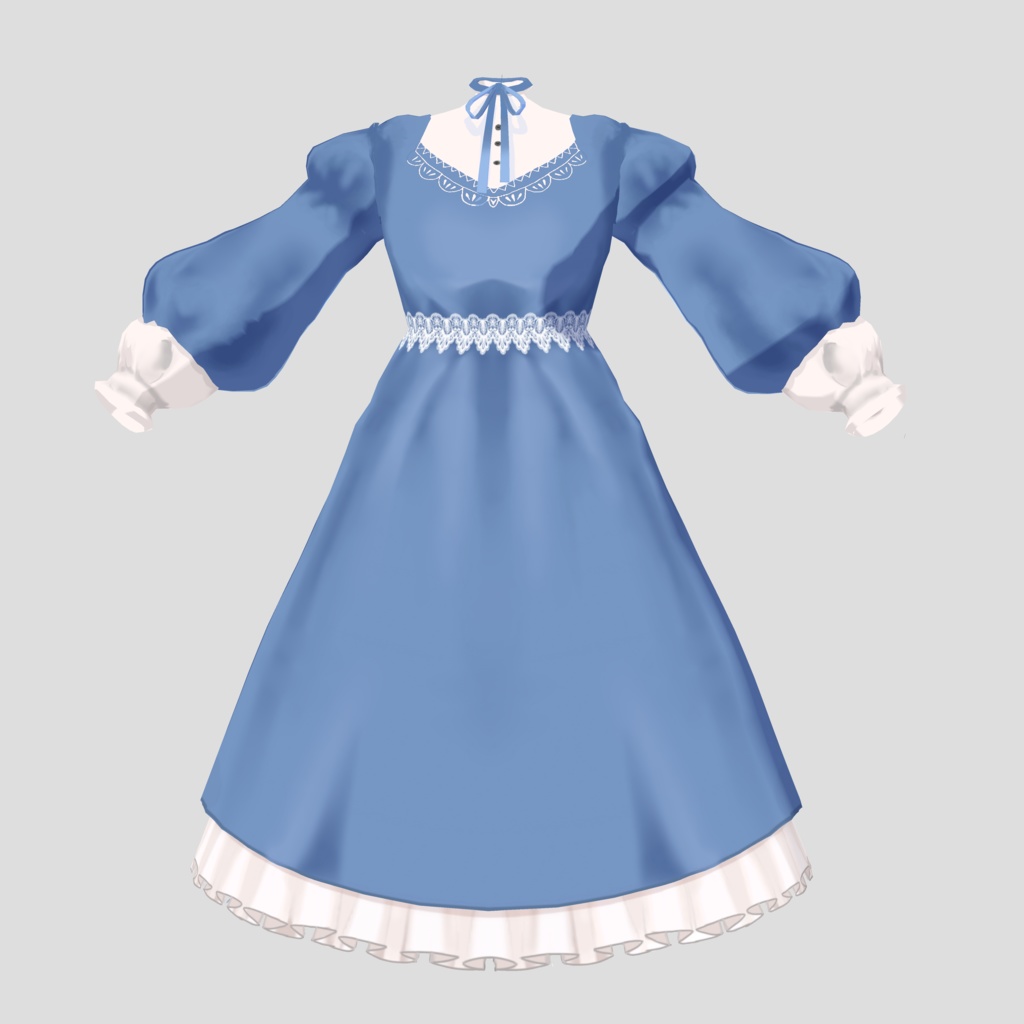 【vroid dress texture】classic blue lolita dress