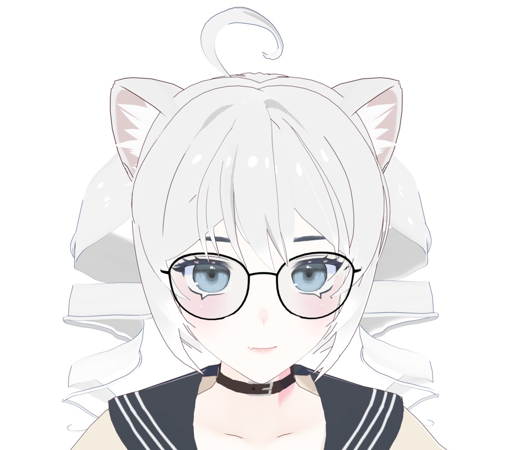 【vroid/vrm model】FF004 Cat-eared jk with glasses