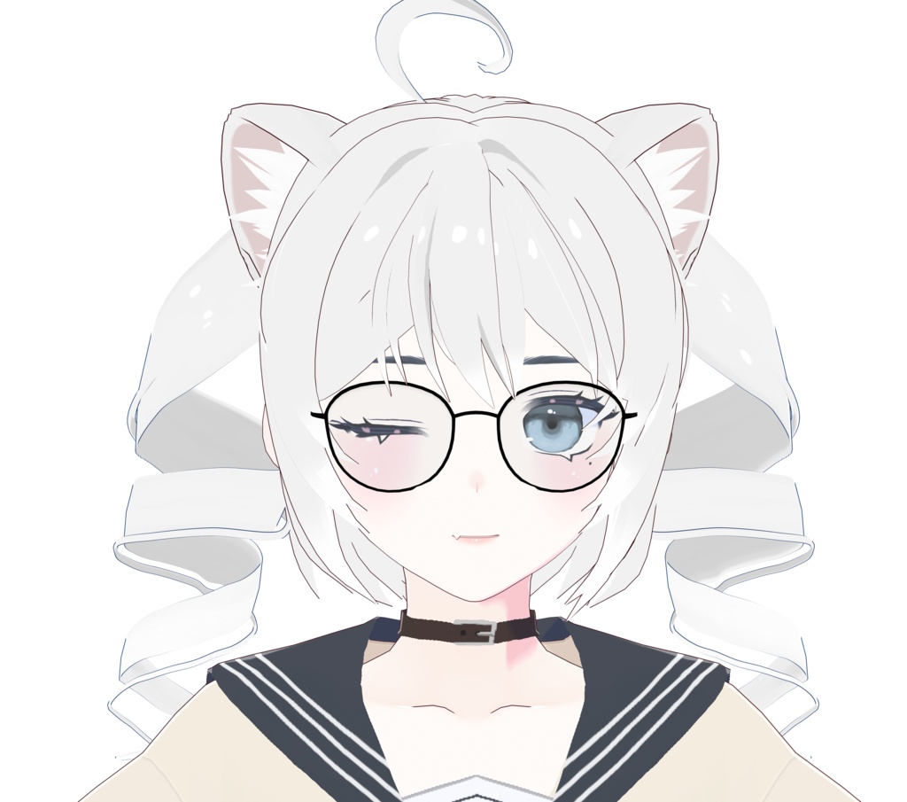 【vroid/vrm model】FF004 Cat-eared jk with glasses