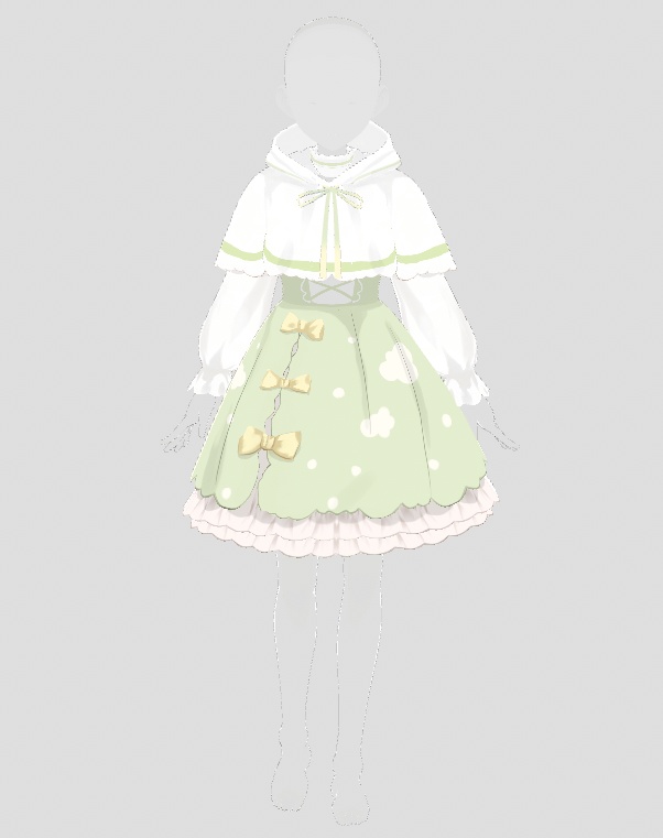 【VRoid衣装】green cute Lolita cape dress