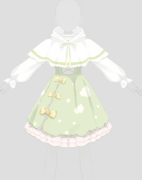 【VRoid衣装】green cute Lolita cape dress