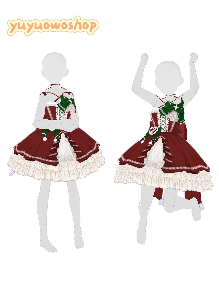【VRoid衣装】Christmas style Lolita dress