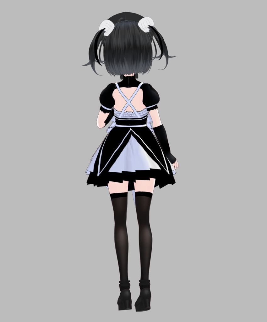 【VRoid衣装】Black and white Lolita bow dress