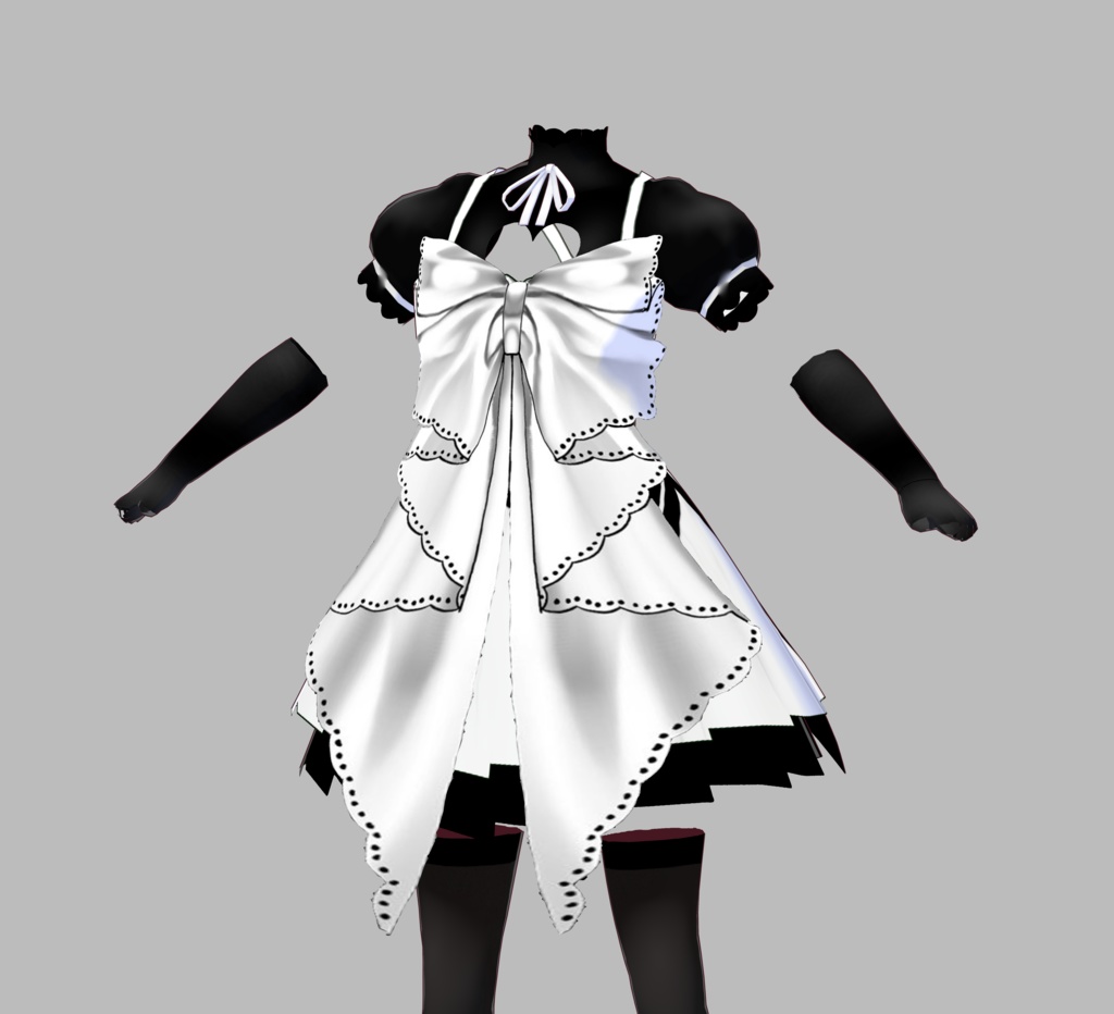 【VRoid衣装】Black and white Lolita bow dress