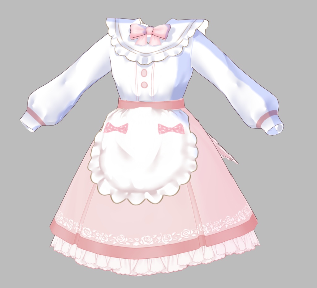 【VRoid】Cute maid style Lolita bow dress（Four colors）