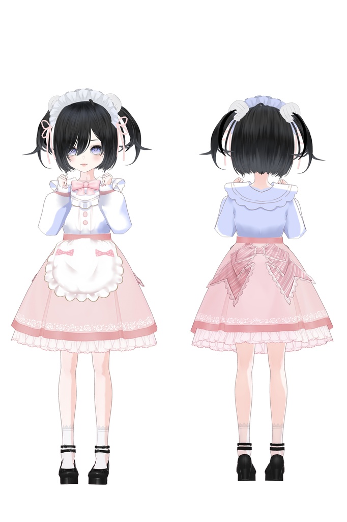 【VRoid】Cute maid style Lolita bow dress(Four colors)